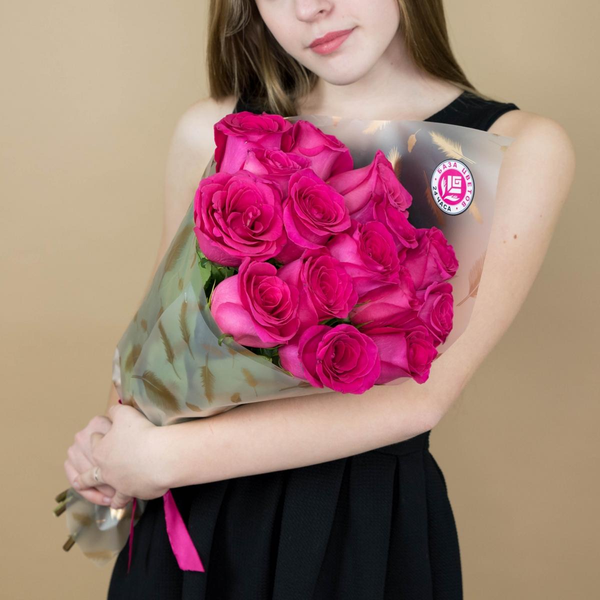 Букет из розовых роз 15 шт 40 см (Эквадор) код: 84688