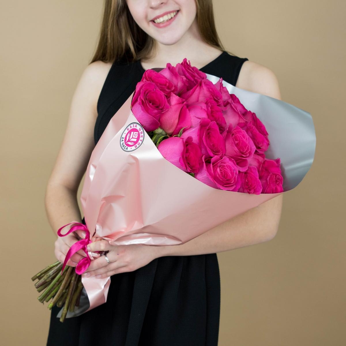 Букет из розовых роз 21 шт. (40 см) №  84846