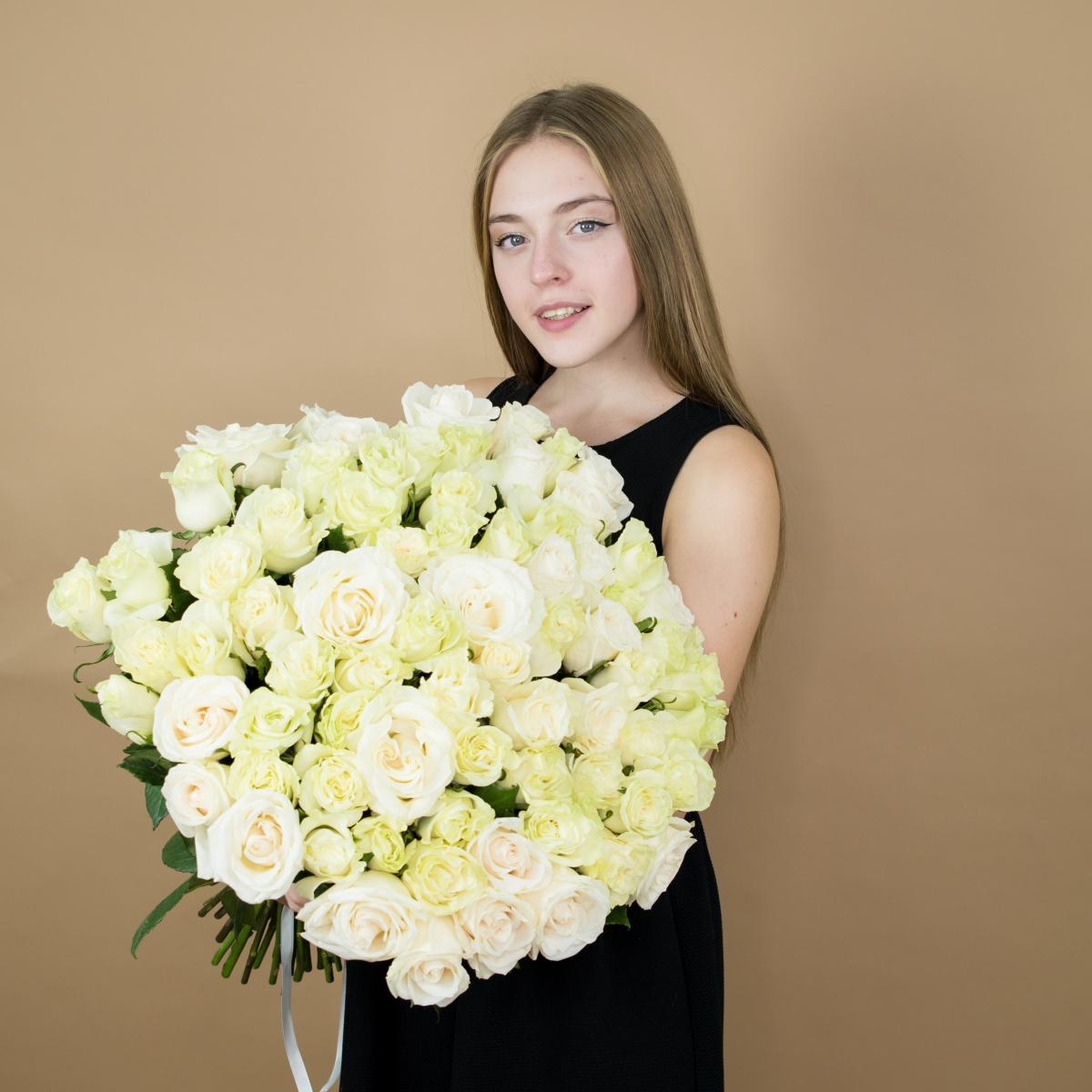 Букет из белых роз 101 шт 40 см (Эквадор) [код   87690]