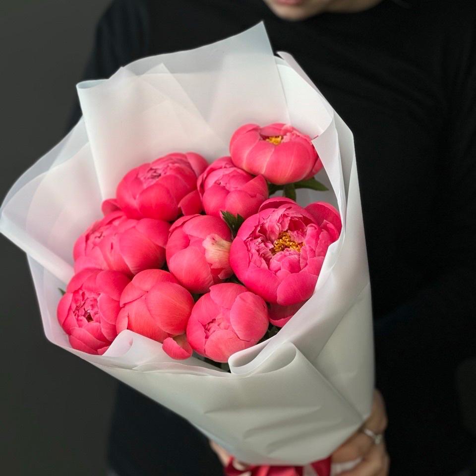 Букет с пионами 9 шт (Артикул  156420)